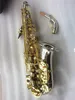 High-end original 037 estrutura um-para-um modelo E-flat tune profissional saxofone alto tubo de cobre branco corpo sax banhado a ouro com estojo