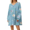 Casual Dresses Women'S Floral Print Dress 2024 Spring Straight Fashion V-Neck Long Sleeve Sweatshirt Loose Versatile