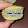 Skräddarsydd hiphop isad 925 Sterling Silver smycken Permanent Cut VVS Moissanite Diamonds Teeth Mouth Grillz