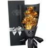 24kフォイルメッキゴールドローズブーケ提案ギフトフラワーボックス結婚式の装飾バレンタインデイクリエイティブギフトゴールデンローズドロップ240117