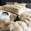 Faux Rabbit Fur Velvet Fleece Plush Soft Warm Luxury 4Pcs Bedding Set Super Comfortable Duvet Cover Set Bed Sheet Pillowcases 240117