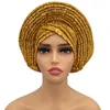 Vêtements ethniques Déjà fait Chapeau africain Auto Gele Headtie Nigeria Mariage Femme Head Wraps Lady Headpiece Sequin Turban Cap pour les femmes