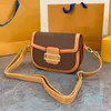 Designer -Flower Brown Shoulder Crossbody Bag Leather Saddle Handbags for Women