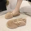 Bow-Knot Winter Shoes Women Loafers Fur Autumn Round Toe Modis Casual Female Sneakers Slip-on Butterfly Fall Moccasin S 240117