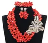 Earrings Necklace Latest Design Nigerian Coral Beads Jewelry Set Real Wedding African Big Gold Pendant Statement CNR8328321671