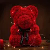 Artificial Teddy Rose Bear med LED Valentines Day Wedding Flowers Rose Bear Decoration Home Party Girlvän Anniversary Gifts 240117