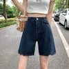 Short féminin 2024 femmes Summer Fashion décontractée lâche haute taille féminine couleur solide denim dames jeans courts l04