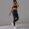 Ensembles actifs Yoga ensemble femmes beau dos croisé sport haut court taille haute entraînement Fitness Leggings tenues Gym course vêtements de sport vêtements