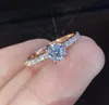 Eenvoudige simulatie diamanten ring voor verloving trouwring trouwring Pating S925 zilveren mannen en vrouwen Universal9185541