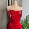 Robe De bal sirène rouge, en velours, sans bretelles, longueur au sol, élégante, pour occasions formelles, nouvelle collection, 2024