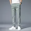 Autumn Winter Casual Pants Men Thick Stretch Slim Fit Elastic Waist Cotton Business Classic Korean Trousers Male Khaki Gray 38 240116