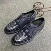 Chaussures habillées Classique Authentique Véritable Peau De Crocodile Peint À La Main Hommes Gris Brogue Véritable Alligator Cuir Mâle À Lacets Oxfords