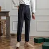Bhriwrpy męskie letnie cienki biznes stałego koloru zwężającego się spodnie wszechstronny Neapol High talia Suibor 240117