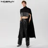 INCERUN Men Irregular Cloak Coats Turtleneck Solid Male Ponchos Trench Streetwear Autumn Fashion Casual Men Thin Cape S-5XL 240117