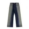 Jean Hip Hop pour hommes, pantalon à jambes larges, Streetwear, droit, Moto Biker, pantalon en Denim, vraies photos