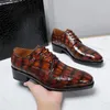 Dress Shoes Authentic Crocodile Belly Skin Hand Stitched Men Lace-up 5cm Heels Genuine Alligator Leather Male Fancy Oxfords