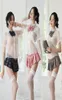 Woman Sexy JK Uniforms Perspective Short Sleeve Mini Plaid Skirts Japanese Style Student Lingerie Sailor Cosplay Party Costumes8889704