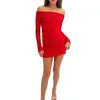 Casual Dresses Womens Off Shoulder Lace Mini Dress Long Sleeve Cocktail Party Formal Clothing