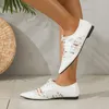 Scarpe eleganti da donna testa piatta a punta bocca profonda traspirante moda senior singola abbinata casual da donna bianca XQ111-4