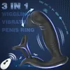 10 Wiggle Vibration Anal Plug Prostate Massager with Penis Ring Butt Vibrator Perineum Stimulator Male Sex Toys for Men 240117