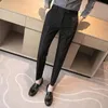 Spring Autumn Mens Talia Spodnie uliczne moda stała kolor Slim Fit Pants dla mężczyzn Vintage Suit 240117