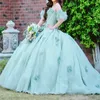 Luxe chérie Quinceanera robe 2024 robe de bal princesse chapelle train fleur applique douce 15 16 robe de fête d'anniversaire Pageant Miss