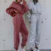 Ladies Hooded Sweater Baggy Pant Long Sleeve Pullover Pants Casual Elastic Waisted Loose Fit Oversized Daily Outfit 240116