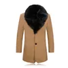 Winter Woolen Coat Men Fur Collar Warm Trench Coat Manteau Homme Overcoat Male Wool Blend Mid Long Jacket Size S-3XL 240117