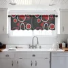 Kurtyna czerwona czarne geometryczne linie abstrakcyjne Krótkie zasłony okienne Tiul Sheer Voile Kitchen Cabinet Decor Home Decor Małe zasłony