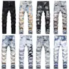 Calças de brim roxas designer para homem calças jeans mens jean skinny hip hop pintura spray moda streetwear corredores calça marca calças de perna reta preto