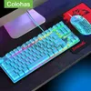 Teclados USB Wired Mecânico Feel Gaming Teclado Mouse Combo Magic RGB Backlight Wire Teclado Mouse Set para Laptop PC Gamer Computador J240117