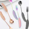 Forks Hanami Durability Creative Feather Handle Design 304 Stainless Steel Spoon Resistant To Scratches Ice Cream Aging