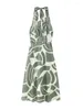 Robes décontractées Summer Beach pour femmes 2024 sans manches taille cravate élégante robe midi col en V profond sexy licou vintage imprimé