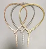 Designer Collection Style Dinner Party Choker Neckhole Necklace Inställningar Full Diamond Plated Gold Color Serpent Like Wide Neckbass8761616