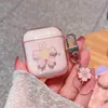 Mobiltelefonfodral mode 3D Cherry Blossom Glitter Transparent hörlurar Cute Flowers Pendant KeyChain for AirPods Pro 3 2 1 Earphone Cover YQ240117