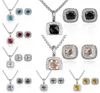 18k Gold Plated Garnet Women Necklace Set Luxury and Designer Diamond Jewelry Stud Earrings Wedding Party Fashion9290012