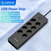 Stromkabelstecker ORICO Universal-Steckdose EU-Stecker Smart Extension Power Strip Home Office Überspannungsschutz 4 6 8 AC mit 5 USB HPC-8A5U YQ240117