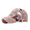 Boll Caps Women's Spring and Summer Hollow Flower Breattable Sol-Bosatt Peaked Cap Fashion All-Match Korean Style Sports Baseball S