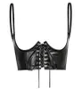 Women Fashion Sexy PU Leather Corset Goth Punk Lace Up Bandage Black Bustier Streetwear Underbust Support Braces Shaper Top 2205248883432