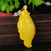 Pendentifs Naturel chinois jaune Double face sculpté à la main poisson Jade pendentif mode Boutique bijoux hommes et femmes collier cadeau