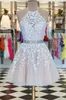 Lace Embroidery Halter Girls Homecoming Dresses Sexy Open Back Sleeveless A Line Tulle Cocktail Party Wear Knee Length Back To School Graduation Formal Dress