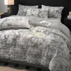 Inverno luxo rainha conjunto de cama têxteis para casa engrossado quente pelúcia capa edredão conjunto folha com fronha 4pcs roupa cama conjunto 240117