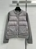 Womens Downs Winter loro Pocket Knitted Spliced Duck Down Jackets piana