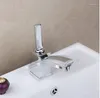 Torneiras de pia do banheiro Vidric Chrome Brass Single Lever e Cold Transparent Faucet Basin Mixer