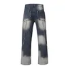 American Hip-Hop Rough Edge stopniowo wiązać barwne workowate noszone dżinsy luźne dżinsy proste spodnie dla mężczyzn i kobiet ubrania streetwearne 240117