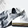 Luxury Men's Social Dress Shirts Spring Autumn Moft Wrinkle-resistent icke-järn Solid Color Casual Ice Silk Stain Wedding 240117