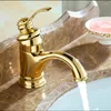 Badrumsfläckkanor vidric Basin kranar Guld/antik brons tvätt lyxtappar enstaka handtag fåfänga hål mixer wate