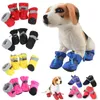 Dog Apparel 4pcs Pet Outdoor Rain Shoes Soft Cover Anti-Slip Snow Boots Winter Waterproof Warm Footwear