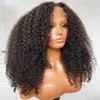 Mongolian Kinky Curly Wig Human Hair 13x4 Curly Lace Front Wigs HD Transparent Lace afro Curly Synthetic Lace Wig for Women 180 Density