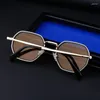 Sunglasses SHAUNA Polygon Square Women Luxury Fashion Brand Designer Silver Mirror Shades UV400 Men Metal Frame Sun Glasses